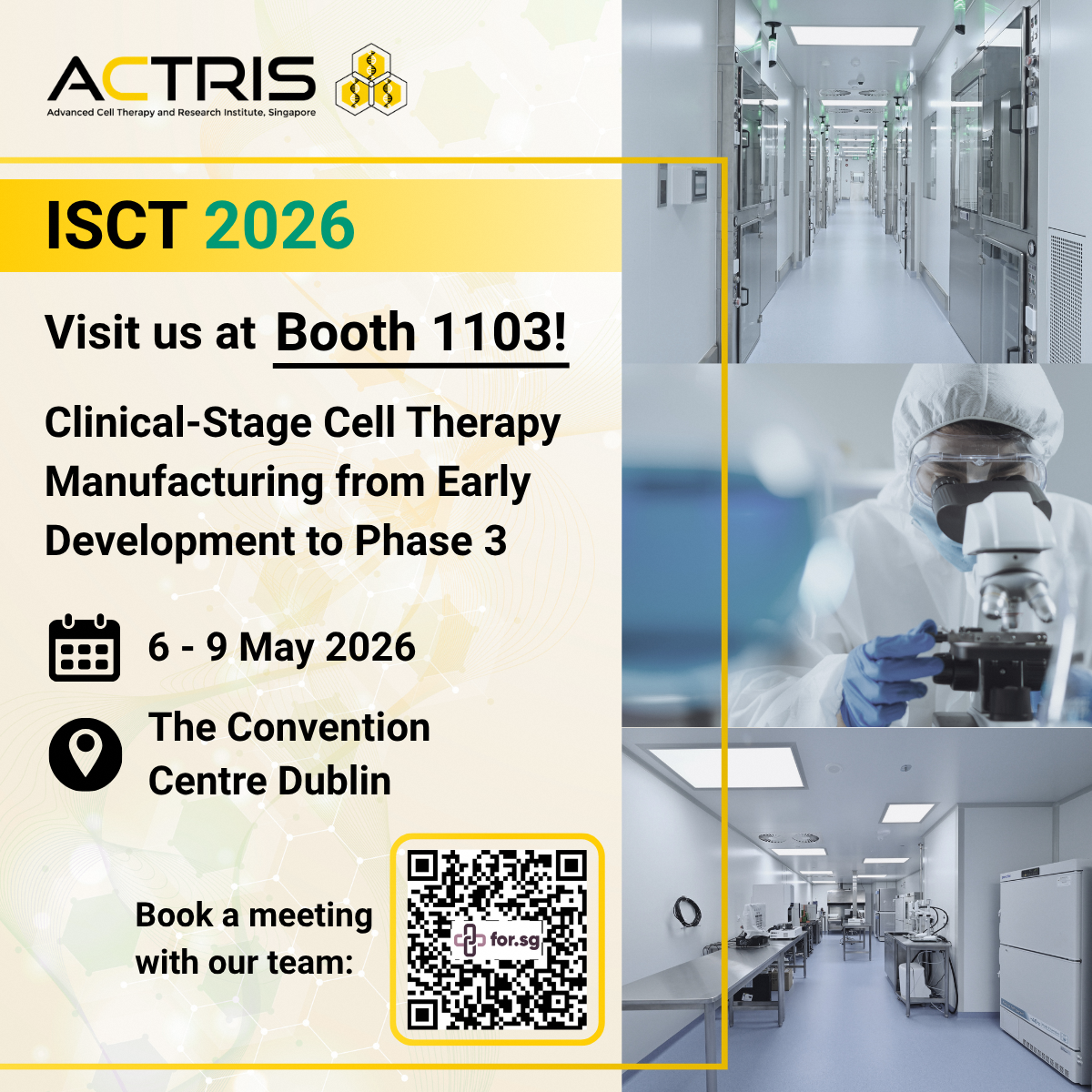 Pre-event poster for ACTRIS at ISCT 2026 Dublin.
